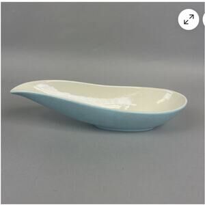 Hull Pottery 13” Gravy Boat Serving Piece Mid-Century Modern Light Blue Ceramic